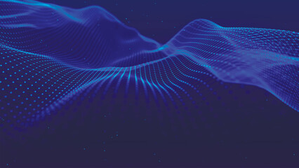 Futuristic particle wave. Abstract technology background. Big data visualization. Vector illustration