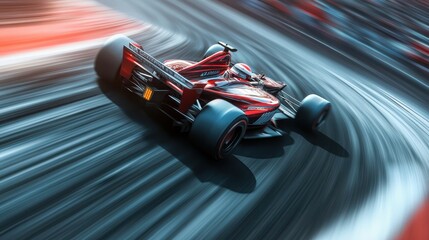 Red Race Car in Motion Blur