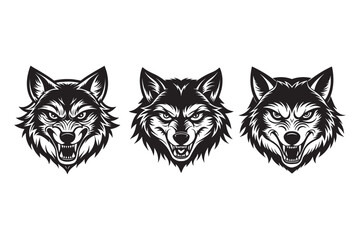Obraz premium Silhouette of a wolf head in a scary cutout style illustration