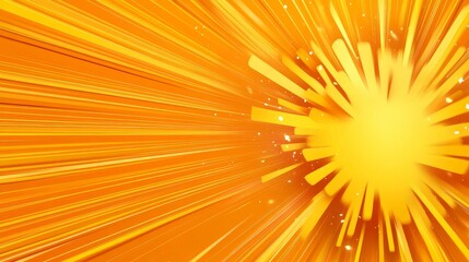 Obraz premium An abstract background with orange and yellow lines exploding outwards from a central point, symbolizing energy, excitement, speed, power, and positivity.