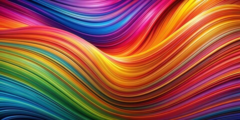 Abstract Rainbow Swirls A 3D Render of Colorful Flowing Lines, 3D, abstract, rainbow