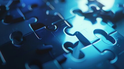 Blue Puzzle Pieces Close Up