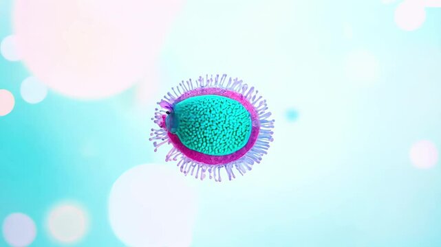 Colorful Microscopic Virus Cell Art - Science Concept, Biology Close-Up, Microorganism