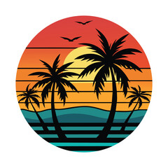 Obraz premium Vector illustration of summer holiday tropical beach scene graphic
