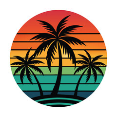 Vector illustration of summer holiday tropical beach scene graphic