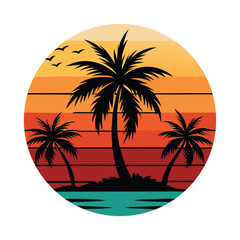 Fototapeta premium Vector illustration of summer holiday tropical beach scene graphic