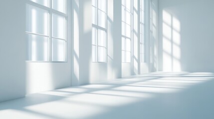 Fototapeta premium Sunlight Streaking Through Windows in a White Room