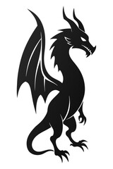  A fierce black dragon silhouette with spread wings, ideal for fantasy art, logo designs, and mythical creature illustrations.