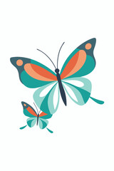  A simple and elegant illustration of two butterflies with teal and orange wings. This vector illustration is perfect for adding a touch of nature to your designs.
