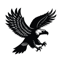 Obraz premium flying Eagle black and white illustration silhouette,