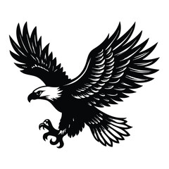 Obraz premium flying Eagle black and white illustration silhouette,