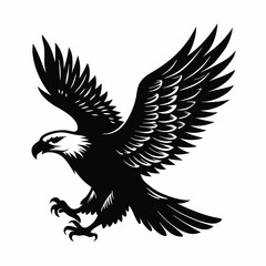 Obraz premium flying Eagle black and white illustration silhouette,