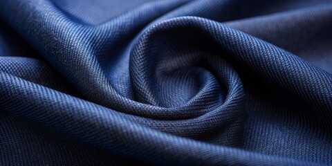 Fototapeta premium Deep Blue Fabric Swirls Close-up Texture and Soft Focus, fabric ,texture ,background