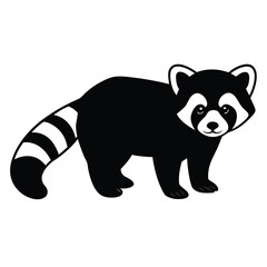 Fototapeta premium A black and white raccoon with a red shirt on white background, 