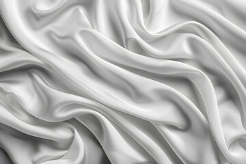 Fototapeta premium Elegant White Satin Fabric with Soft, Flowing Drapes