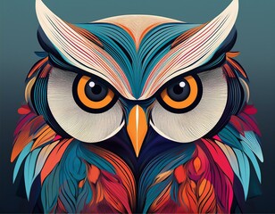 Abstract Owls conceptual illustration with abstract shapes and colors to create modern, artistic interpretations of owlswith copy space