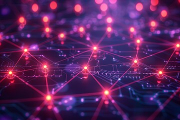 Obraz premium Abstract Digital Network with Glowing Nodes and Connections