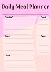 Daily planner, meal planner template. Nice and simple printable to-do list. Digital healthy meal planner.