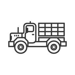 Line drawing of a truck with a slatted cargo bed