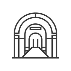 Line Drawing of a Tunnel Entrance with a Curved Archway