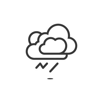 recommend clip art: Line drawing of a weather icon depicting a storm cloud with lightning and rain