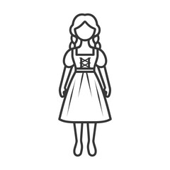 Obraz premium Line Drawing of a Woman in Traditional Bavarian Dress