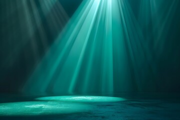 Obraz premium Ethereal Stage Lighting with Teal Hues and Dramatic Rays