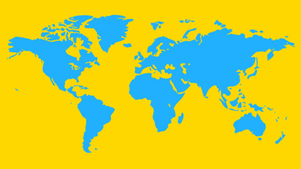 A blue and yellow world map
