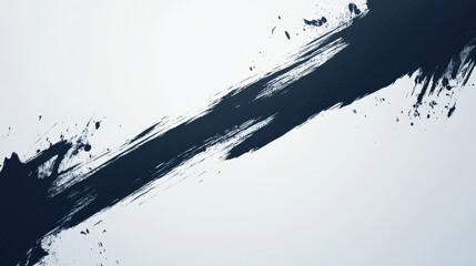 Obraz premium Black paint streak with splashes on a white background.