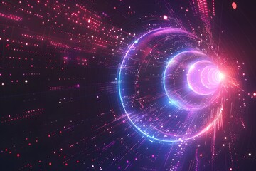 Obraz premium Vibrant Cosmic Journey Through a Digital Tunnel of Light and Color