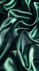 Obraz premium Emerald green flowing silk fabric, close-up texture. Luxury and elegance concept