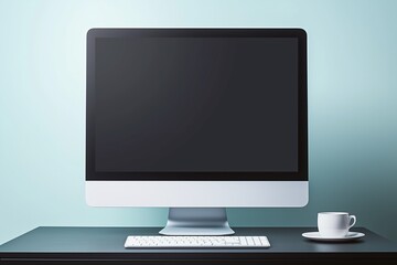 Fototapeta premium Computer in office with blank screen