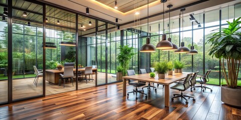 Modern Office Meeting Room with Glass Walls and Natural Light, Interior Design, Architecture, Furniture, Business Meeting ,interior design, office meeting room