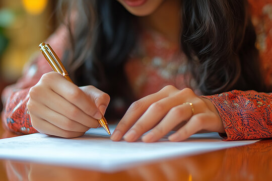 A teacher helping a student write an essay, offering tips and corrections.