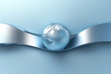 Modern phone background featuring a silver and blue gradient globe with abstract ribbon design