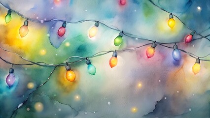 Colorful watercolor holiday lights on a beautiful background for festive decoration and celebrations 1