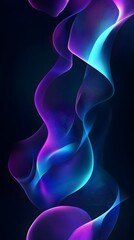 Naklejka premium Abstract background with blue and purple glowing waves on a dark black background, an AI technology concept