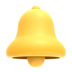 3d notification bell icon isolated on white background. 3d render yellow bell with new notification for social media reminder. Realistic icon