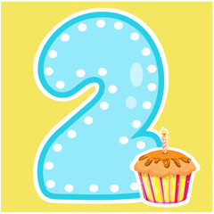 Deuce and cupcake candle on a yellow background