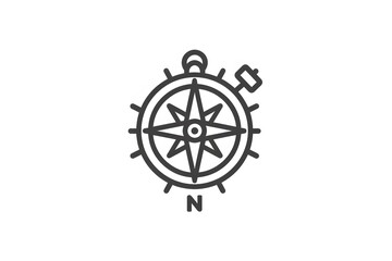 Obraz premium Simple Compass Icon with North Indicator