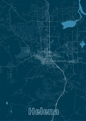Helena, Montana, USA artistic blueprint map poster