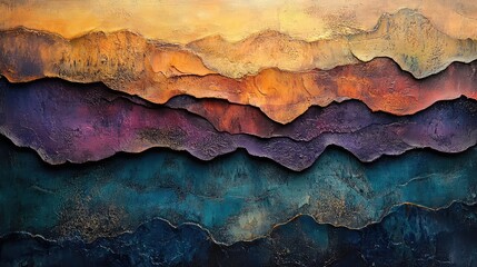 Naklejka premium Abstract Impasto Painting with Textured Surface, Thickly Applied Paint Creating Three-Dimensional Peaks and Valleys