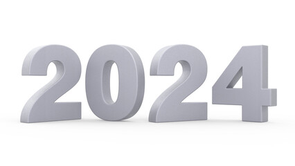 New Year 2024 Grey 3d Lettering Isolated 3d Rendering