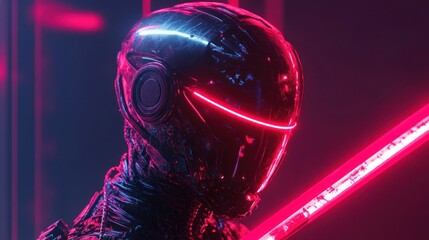 Cyberpunk Robot with Neon Lights