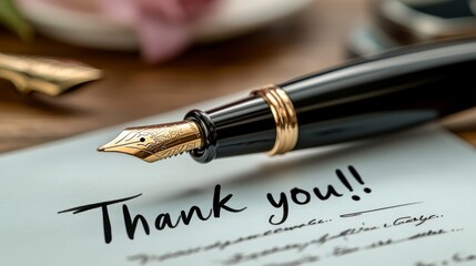 Fototapeta premium a thankyou note with a pen closeup photograph