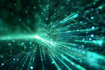 Dynamic Green Light Rays Creating a Futuristic Digital Atmosphere