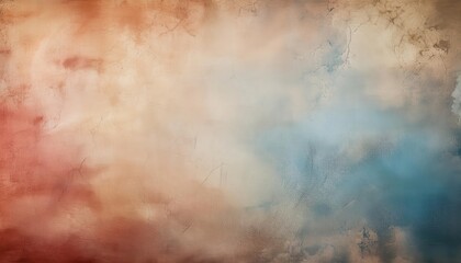 Fototapeta premium Soft Abstract Watercolor Gradient Background with Subtle Earth Tones of Blush, Cream, and Teal, Featuring Gentle Brush Strokes and Textured Canvas Effect for Artistic and Design Use