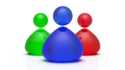 Transparent 3d render leadership Bunch of people person use social network icons isolated