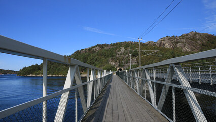 Bridge at the beginning of the Gamle Jaerbanen Veien, Egersund.