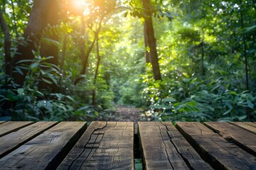 Fototapeta premium Serene Forest Pathway with Sunlight Filtering Through Trees